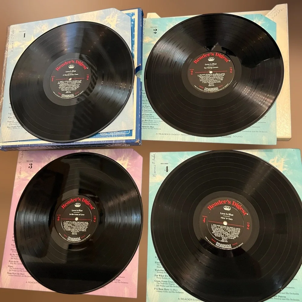 VTG 1969 Love Is Blue Vinyl Records Box Set Reader's Digest Blue 4 LP USA EUC - Picture 12 of 16